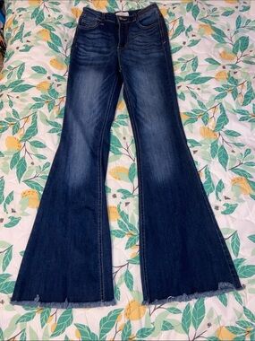 DARK WASH FADE FLARE JELLY JEANS Hippie Festival BOHO